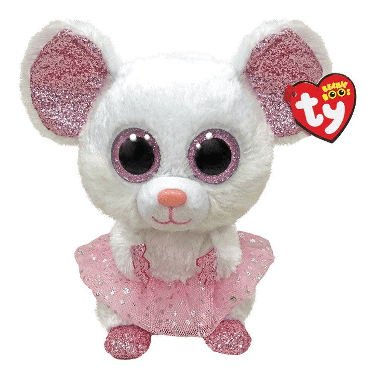 Maskotka Ty Mysz biała ballerina - Nina 24 cm