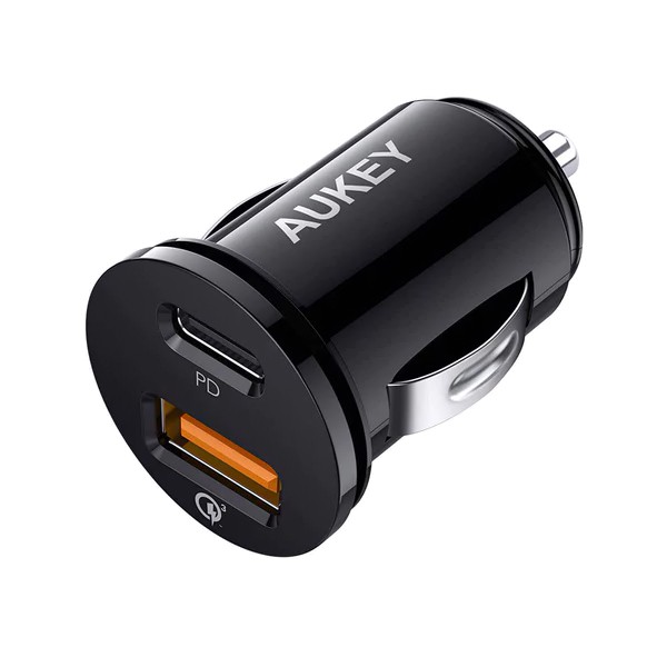 CC-Y11 Mini ładowarka samochodowa 2xUSB (1xUSB C Power Delivery 3.0 + USB-A Quick Charge 3.0) 21W 6A