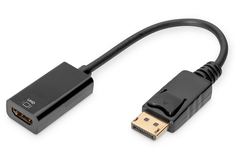 Kabel adapter DisplayPort z zatrzaskiem 1080p 60Hz FHD Typ DP/HDMI A M/Ż 0,2m Czarny 