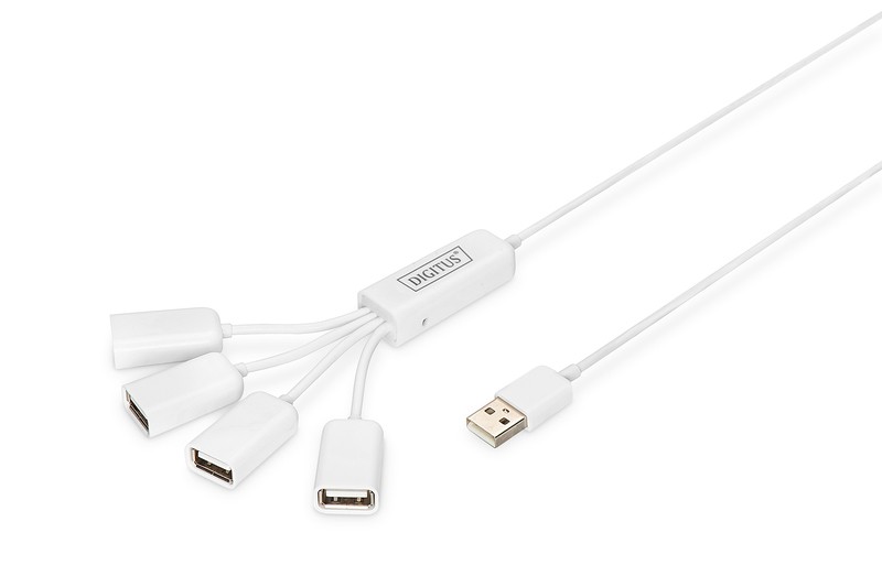 HUB/Koncentrator 4-portowy "Spider" USB 2.0 SuperSpeed, pasywny, Biały