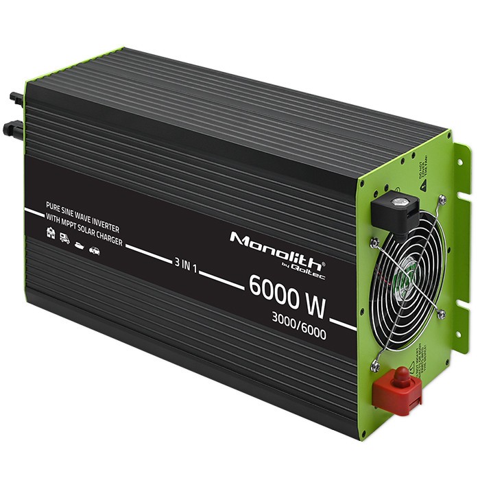Przetwornica solarna 3w1 z funkcją ładowania AC | MPPT | UPS |   ATS | 3000W | 6000W | 12V na 230V | Czysty Sinus 