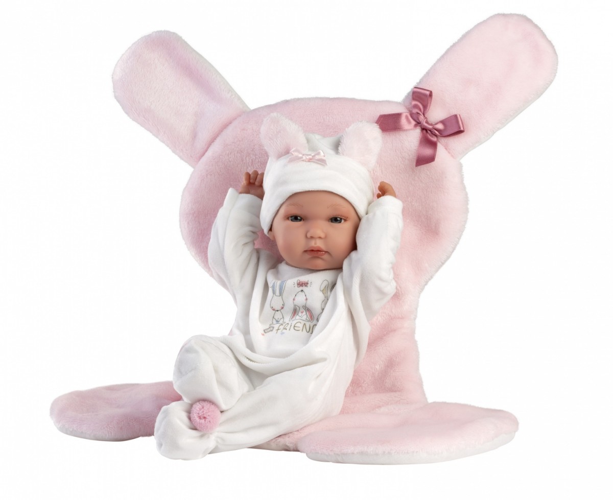 Lalka winylowa bobas 35 cm Bimba z różową  podusią