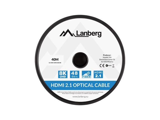 Kabel HDMI M/M v2.1 40M 8K czarny optyczny AOC 